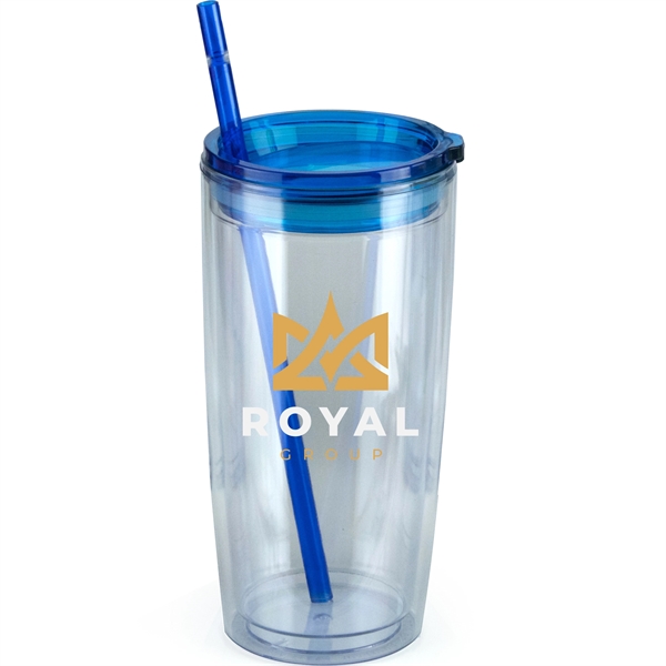 20oz. Double Wall Plastic Tumbler with Straw