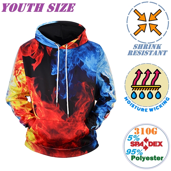 310G Fleece Youth Pullover Hoodies w/ 2 Pockets, Shrinkproof