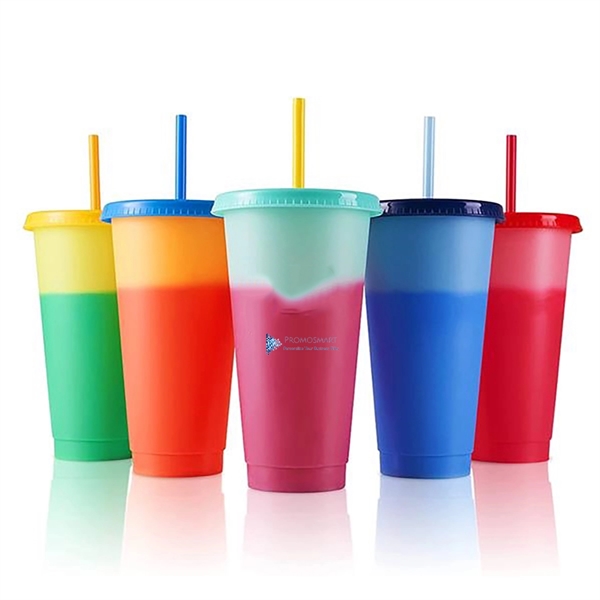 24oz Reusable Cold Drink Color Changing Cups