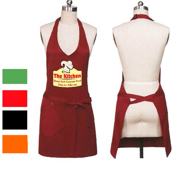 12 oz. Woven knitted Oval Neck Kitchen Apron w/ Front pocket