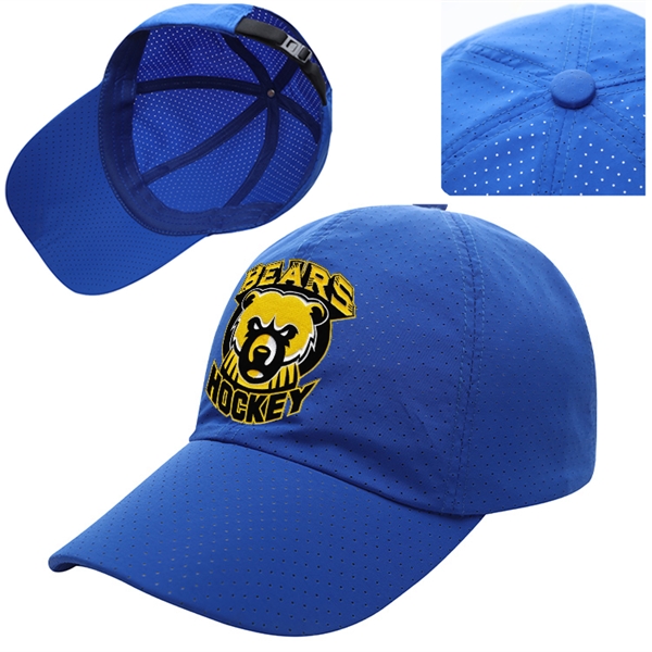 Quick Dry Polyester Structured 6 Panel Cap w/ Plastic Buckle