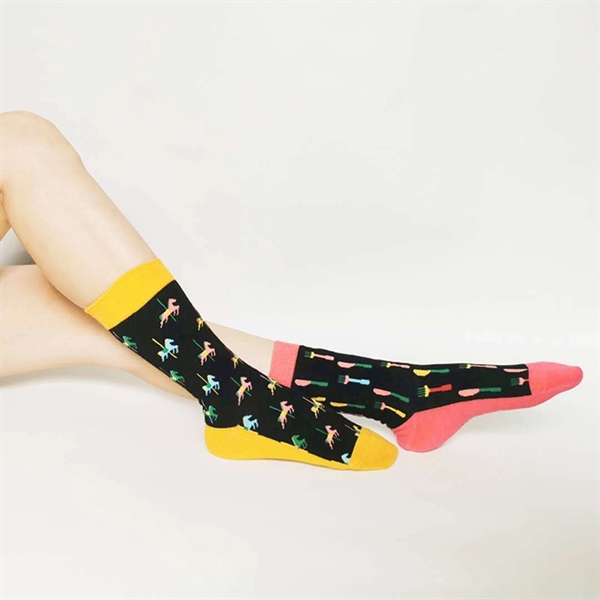 Color matching Jacquard Knit cotton Crew Socks