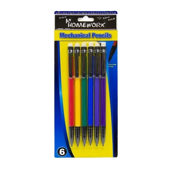 Mechanical Pencils - 6 Count 0.7mm lead Assorted Barrel Co