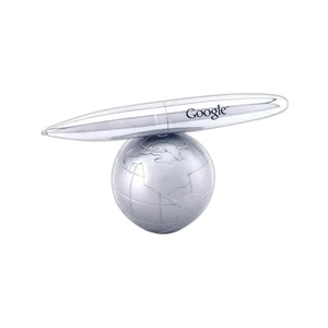 Top of the World Global Pen Stand with Chrome Ballpoint Pen