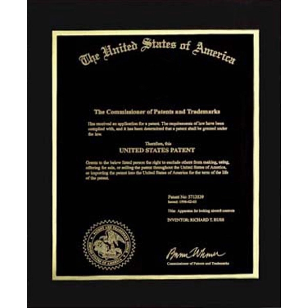 Metal patent plaque