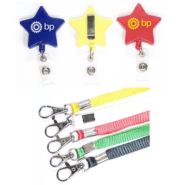 Star shape retractable badge holder with lanyard - Image 1