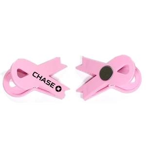 Jumbo size pink ribbon magnetic memo clip holder