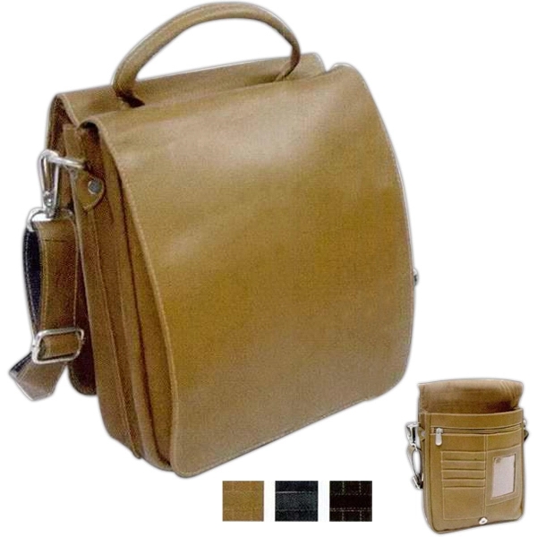 Genuine Leather Double Flap-Over Shoulder Bag