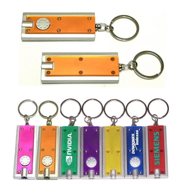 Slim rectangular flashlight swivel keychain - Image 1