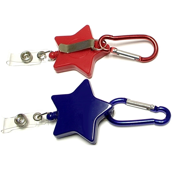 Star shape retractable badge holder with carabiner - Image 1