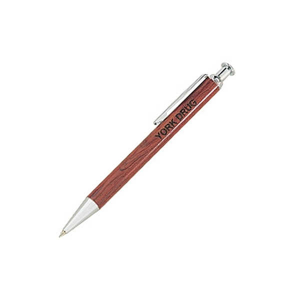 ROSEWOOD BALLPOINT PEN W/ SILVER ACCENTS