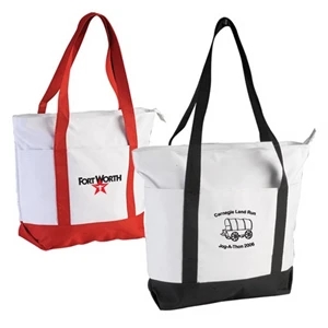 Two-Tone Zippered Boat Tote
