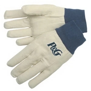 Canvas Gloves with Blue Knit Wrist