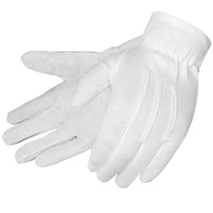 Formal White Dress Gloves, 100% Cotton with PVC Dots