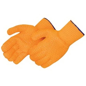 Orange Knit Gloves with 2-Sided Clear PVC Honeycomb