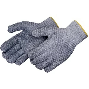 Gray Knit Gloves with 2-Sided Clear PVC Honeycomb