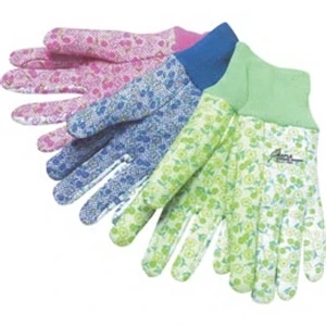 Assorted Floral Cotton Gardening Gloves with Mini PVC Dots