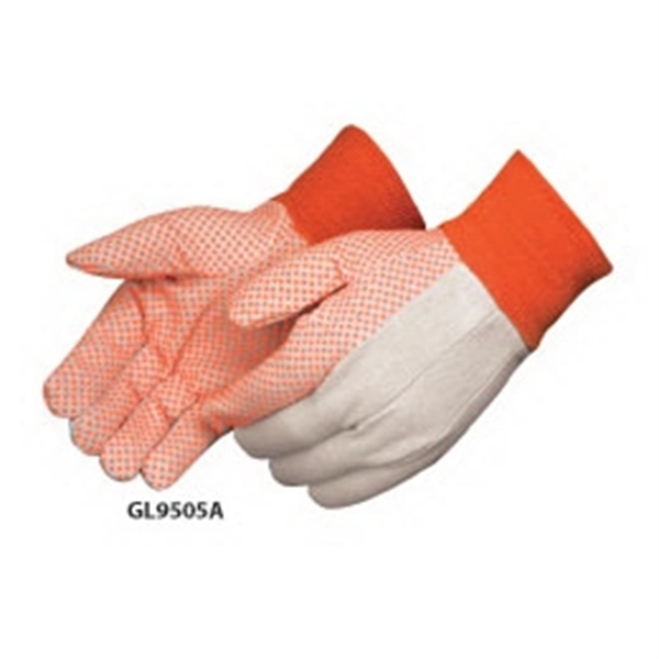 10 oz Canvas Work Gloves w/ Orange PVC Dots