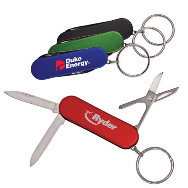 4 Function Pocket Knife with Key-Ring