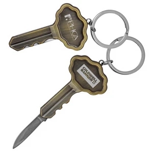 Key-Shaped Pocket Knife with Key Ring