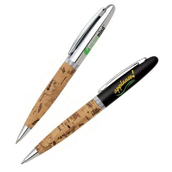 Twist-Action Ballpoint Pen with Cork Design Barrel