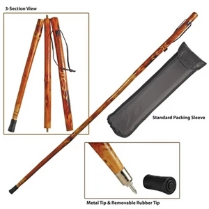 55" 3-Section Wooden Hiking Stick