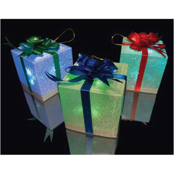 Large light up gift box ornament (slow color change) - Image 2