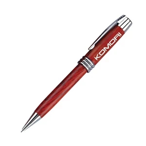 GENUINE WOOD MECHANICAL PENCIL W/ SILVER 3 GROOVE BAND