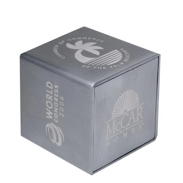 Aluminum cube base or paper weight