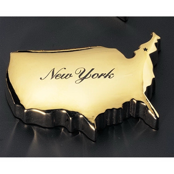 Gold USA map paperweight