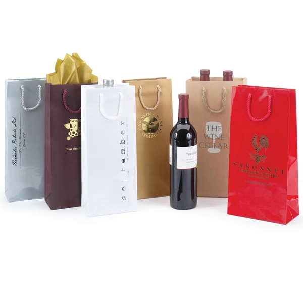 Matte Euro Tote Wine Bag w/ Rope Handles (5 1/4"x3 1/2"x13")