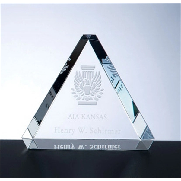 Optical crystal beveled triangle paperweight award