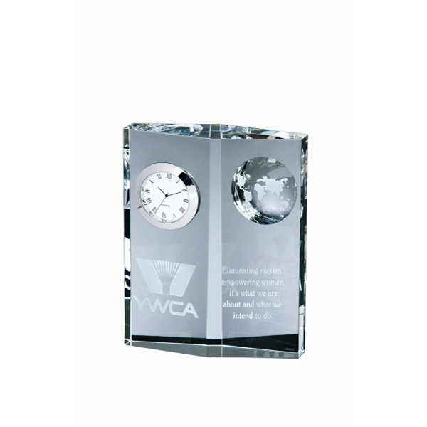 Optical crystal globe clock diamond plaque award