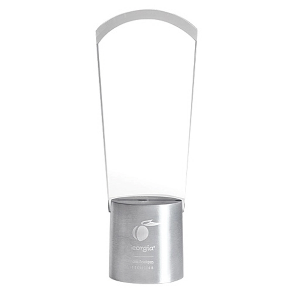 Clear glass award with aluminum base - Image 3