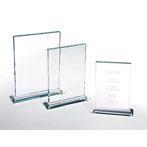 Clear Glass Vertical Rectangle Award With Base