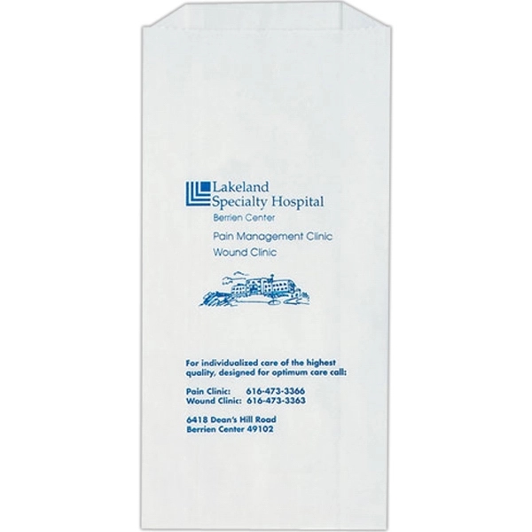 White Kraft Paper Prescription Bag - Flexo Ink