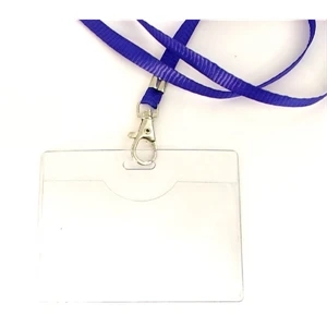 Clear vinyl badge holder with lanyard