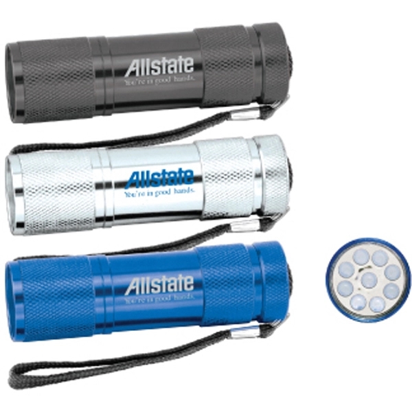 Nine LED metal compact flashlight