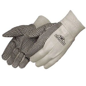 8 Oz Natural Canvas Work Gloves with PVC Dots