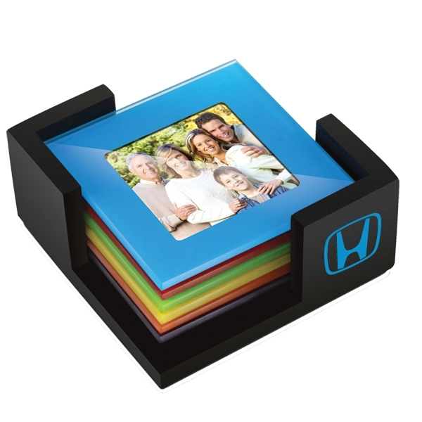 Multi colored photo coaster