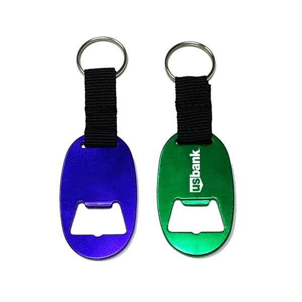 Jumbo size oval bottle opener key chain - Image 1