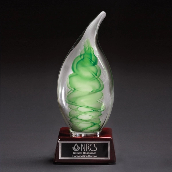 Dublin Art Glass Award w/ Rosewood Base