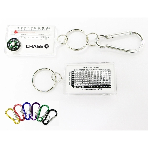 Compass and thermometer keychain - Image 1
