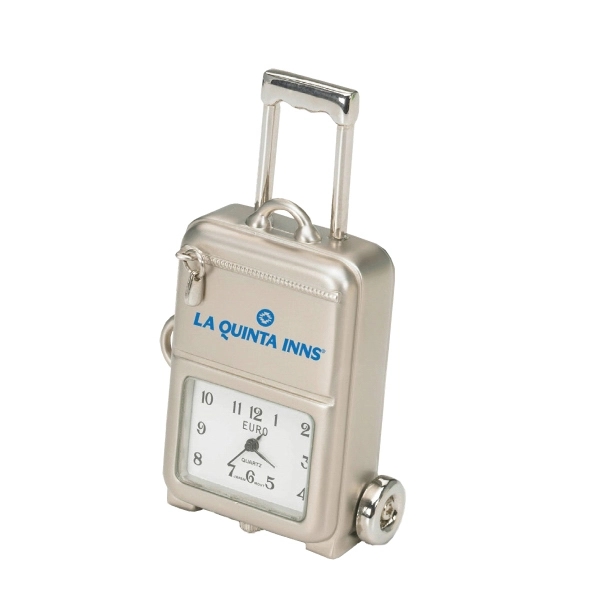Silver Die Cast Luggage Clock