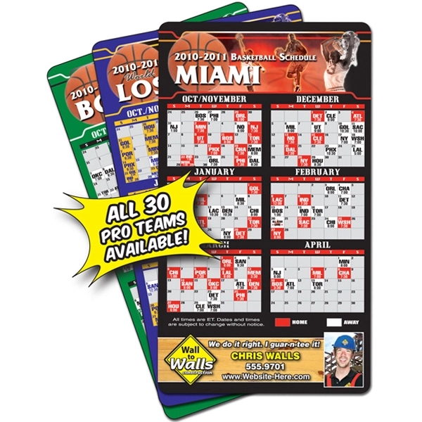 4&quot; x 7&quot; Basketball Round Corners Sport Schedules