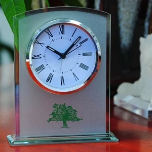 Glass Table Alarm Clock with Sandblast Finish