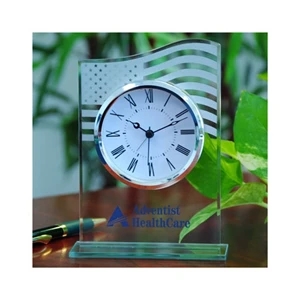 Glass Table Alarm Clock with US Flag