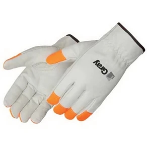 Standard Grain Cowhide Driver Glove with Orange Fingertips