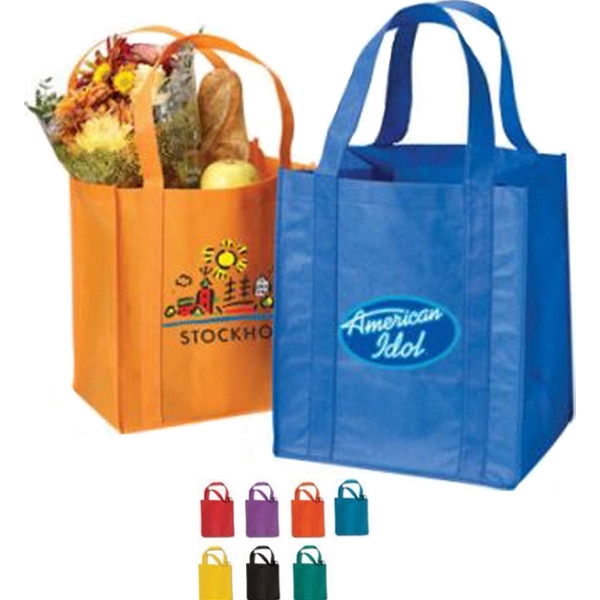 Grocery Non Woven Tote Bag with 20&quot; Straps 80GSM 13x14.75x10