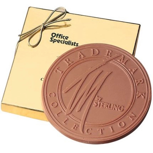6 oz Round Custom Chocolate Bar in Gold Gift Box